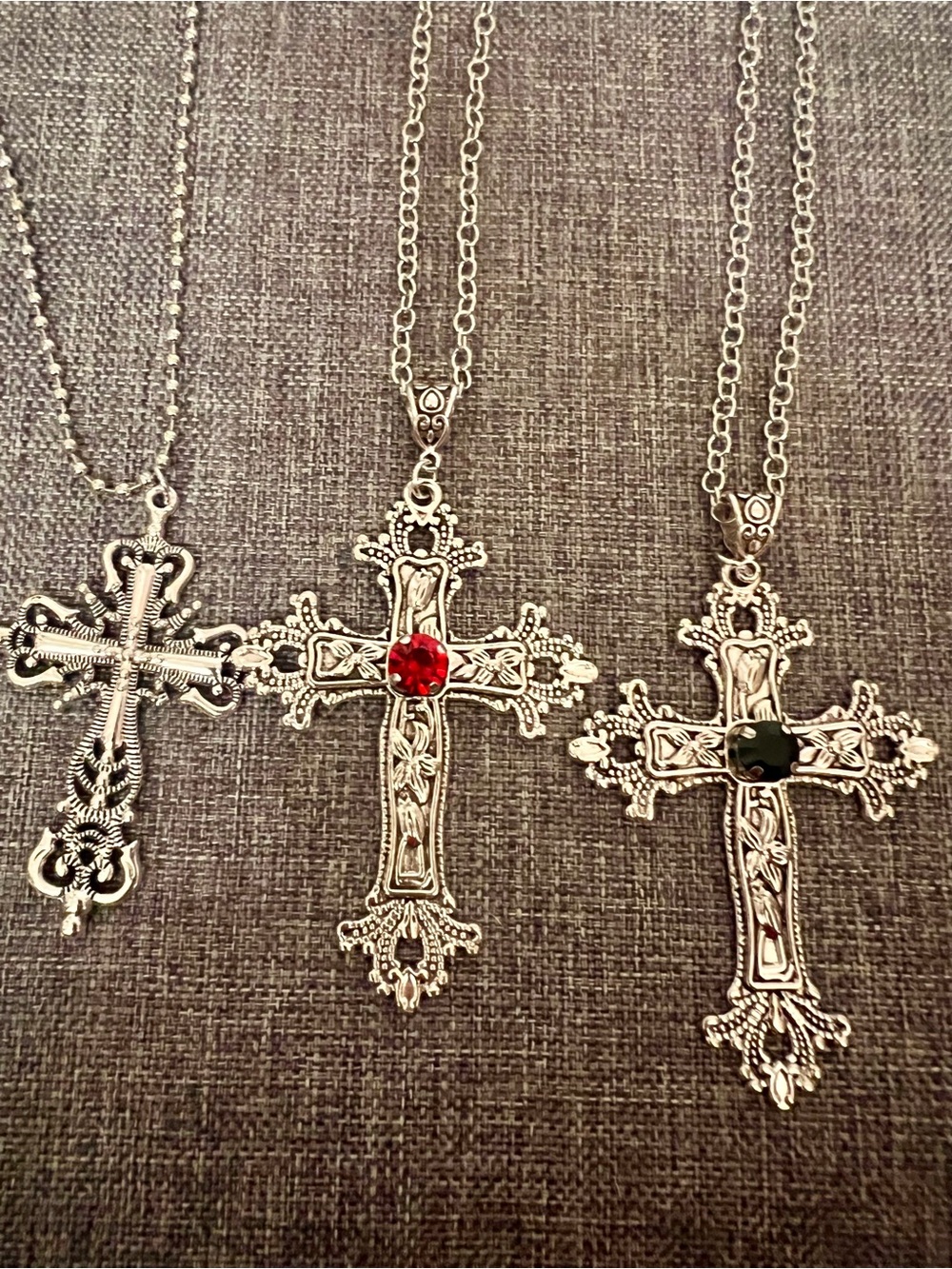 3 Piece Gothic Cross Necklace Bundle